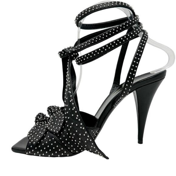 Saint Laurent KiKi 100 Micro Studded High Heel Ankle Wrap Sandals size 38.5 US8 - Picture 10 of 15